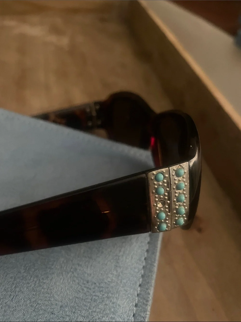Women’s Valentino Style Tortoiseshell Sunglasses Turquoise Accent southwest